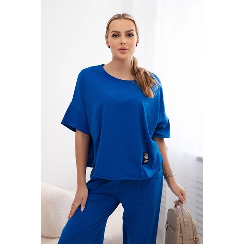 Kesi Włoski Włoski Cotton set blouse + trousers cornflower blue Cene
