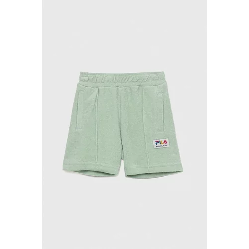 Fila Dječje pamučne kratke hlače boja: zelena, s aplikacijom, podesivi struk
