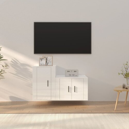 VidaXL 2-dijelni set TV ormarića sjajni bijeli drveni Slike