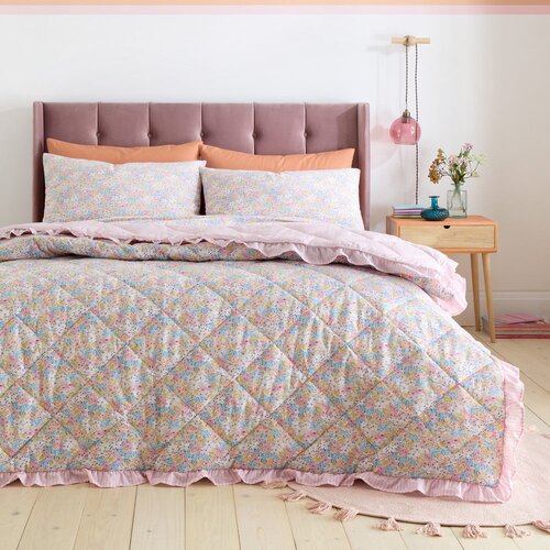 Catherine Lansfield Ružičasti pro&amp;scaron;iven prekrivač 220x230 cm Darcy Floral &amp;ndash; Slike
