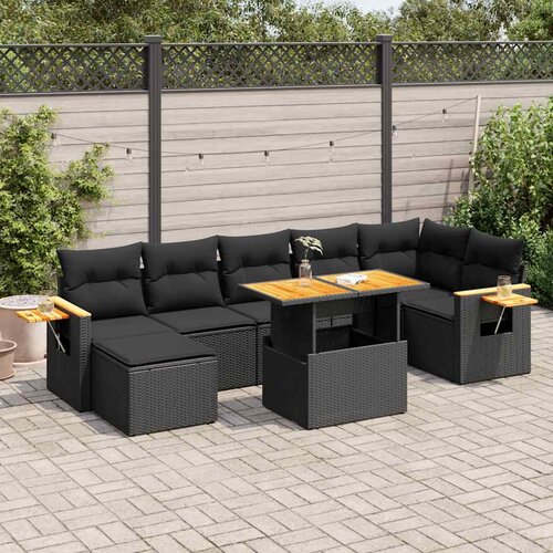 VidaXL 8-dijelni set vrtnih sofa od poliratana s jastucima crni bagrem Slike