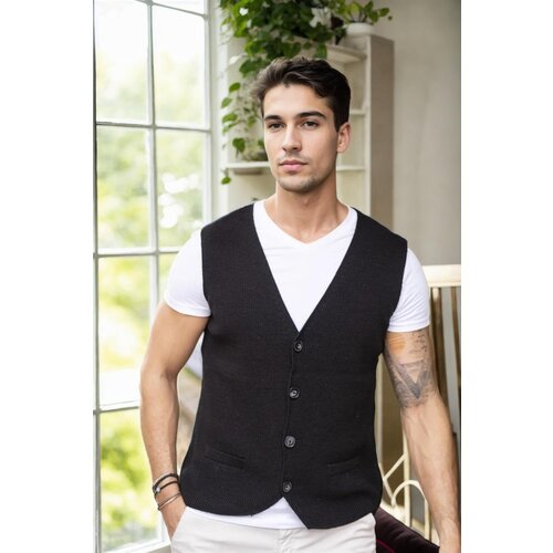 Dewberry 90862 Mens Knitwear Vest-BLACK Slike