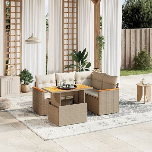VidaXL 5-dijelni vrtni set sofa s jastucima bež od poliratana Slike
