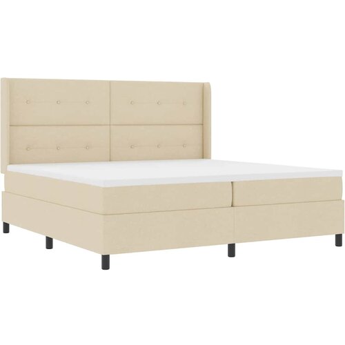  Krevet s opruga kutije s jastukom Krema 200 x 200 cm tkanina Slike