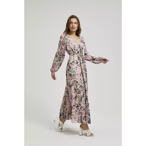 Moodo Women's maxi dress - beige with floral pattern Cene
