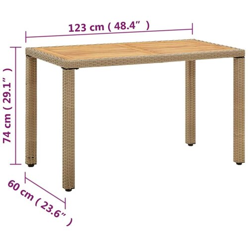  Vrtni stol bež 123 x 60 x 74 cm od poliratana i drva bagrema Slike