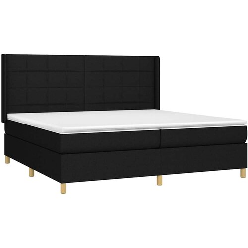  Krevet s oprugama i madracem crni 200x200 cm od tkanine Slike
