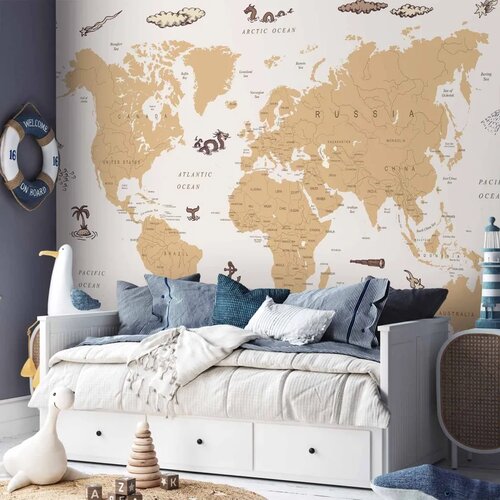  Foto tapeta - Sea Wolf Map - Countries With Pirate Illustrations 100x70 Vodootporna Cene
