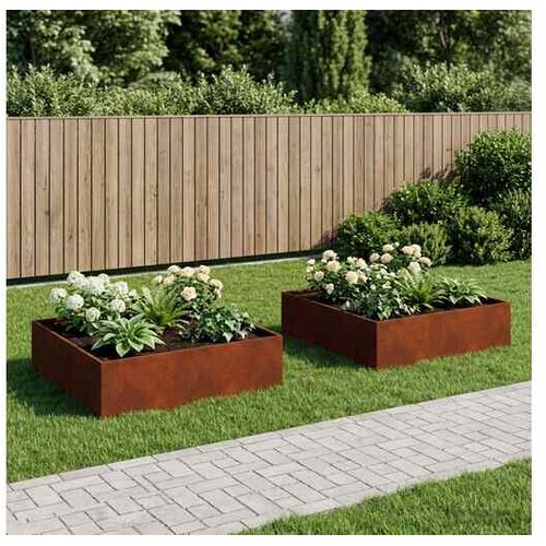 vidaXL Vrtna saksija 2 kom. Rđa 100 x 100 x 30 cm Otporni čelik - Otporni čelik 100 x 100 x 30 cm 2 Cijene