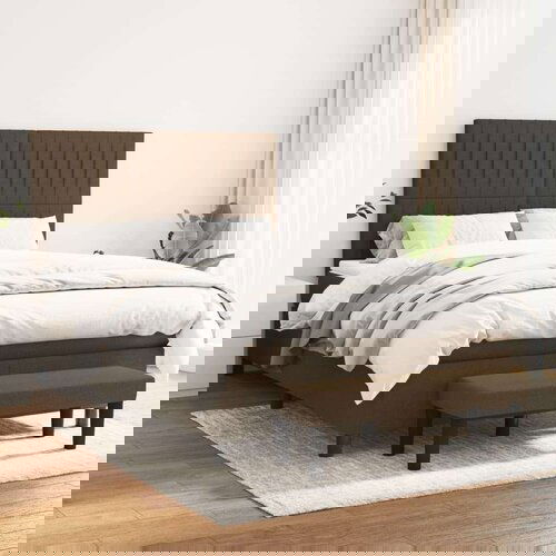  Box spring postelja z vzmetnico temno rjava 140x200 cm blago, (20900957) Slike