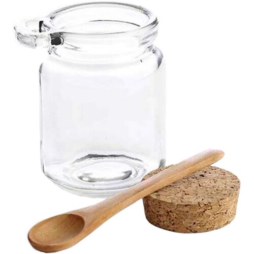 Dardanar 250 ml prozoren steklen kozarec za shranjevanje s plutovinastim zama&scaron;kom in leseno žlico, (21199030) Cene
