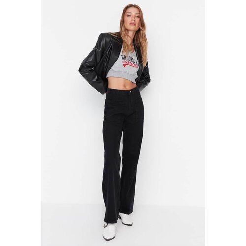 Trendyol Black Pocket Detailed High Waist 90&amp;#039;s Wide Leg Jeans Slike