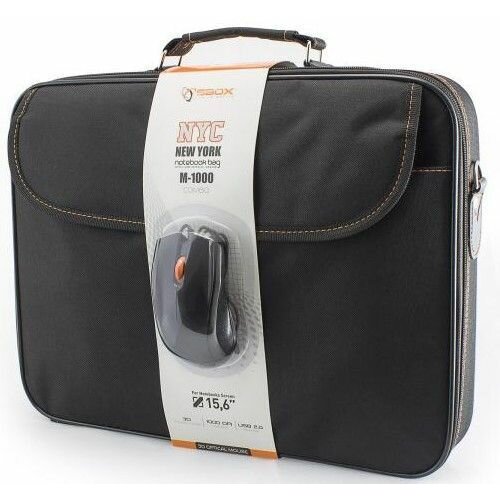S Box NYC torba za laptop 15.6 crna+optički miš 1000dpi crni Slike