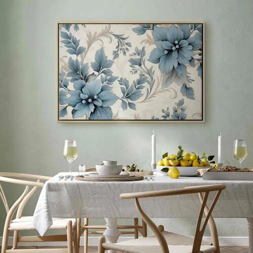  Slika - Turquoise Flowers in Retro Ambience Floristic Ornaments 120x80 Cijene