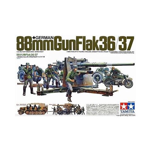 Tamiya 1:35 German Flak Gun 88mm w/ Motorcycle Slike