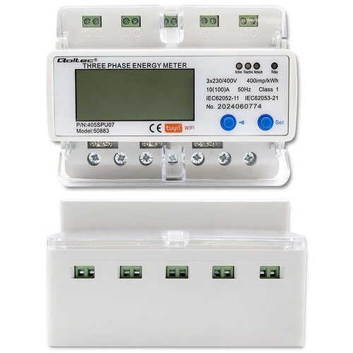Qoltec 50883 Three phase electronic energy consumption meter for DIN rail | Wi-Fi | TUYA | 400V | LCD Cijene