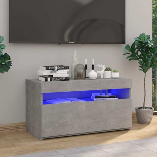 TV ormarić s LED svjetlima siva boja betona 75 x 35 x 40 cm Cene