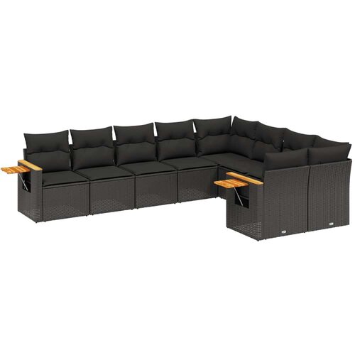 vidaXL 9-dijelni set vrtnih sofa s jastucima crni od poliratana Cijene