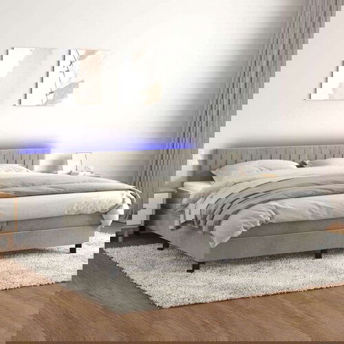  Box spring postelja z vzmetnico LED svetlo siva 200x200cm žamet, (20724124) Slike