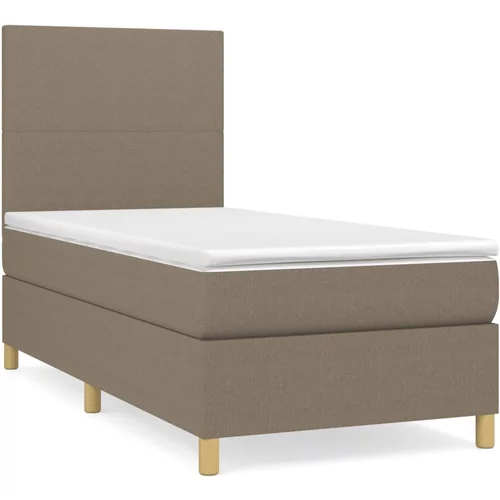 vidaXL Box spring postelja z vzmetnico taupe 100x200 cm blago, (20884415)