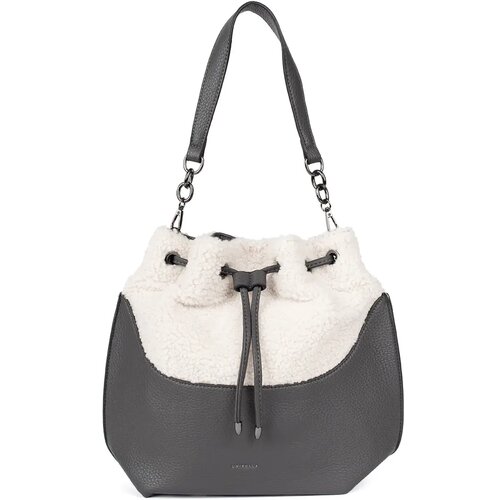 Shelvt Grey women's handbag with lamb fur Cene