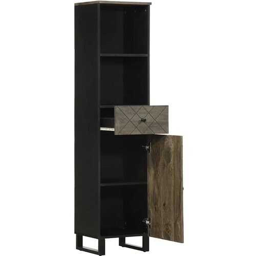 Maison Chic Kopalniška omarica - Kopalniški kabinet črna 38x33x160 cm trden mangov les, (21794559) Cene