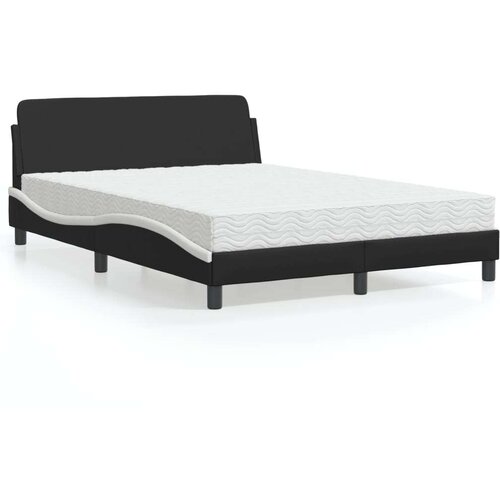 vidaXL Postelja z vzmetnico črna in bela 140x200 cm umetno usnje Cene