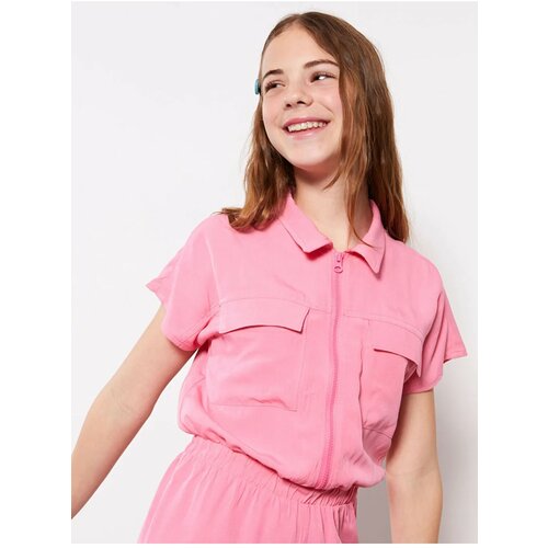LC Waikiki Lcw Kids Shirt Collar Basic Short Sleeve Girls' Overalls Cene