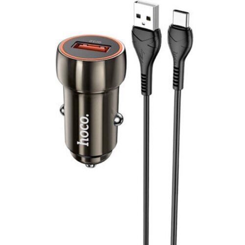 hoco. avtopolnilec Z46 Guerrero QC 18W USB-A s kablom Type C - črn Cene
