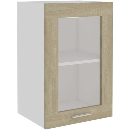  Viseča steklena omarica sonoma hrast 40x31x60 cm iverna plo&amp;scaron;ča, (20716769) Slike