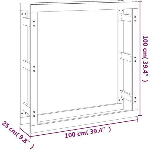  Stalak za drva za ogrjev sivi 100x25x100 cm od masivne borovine Slike