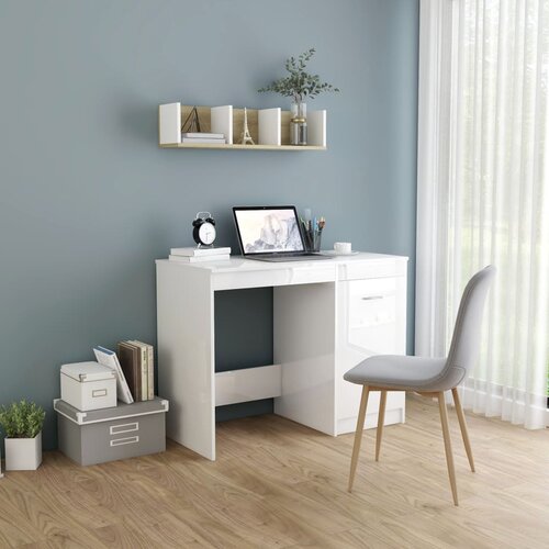 vidaXL radni stol visoki sjaj bijeli 100 x 50 x 76 cm od iverice Cijene