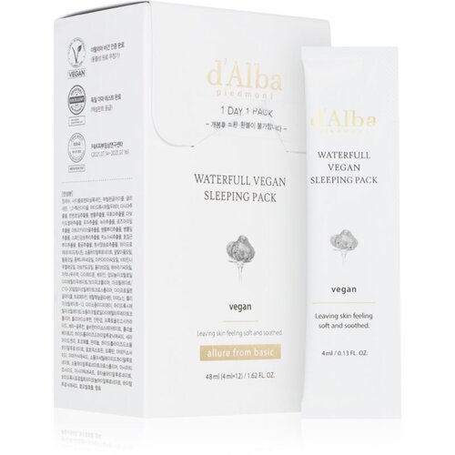 D&amp;#039;Alba Waterfull Vegan Sleeping Pack umirujuća hidratantna maska za noć 4x12 ml Slike