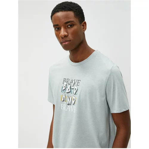 Koton Slogan Printed T-Shirt Crew Neck Short Sleeve