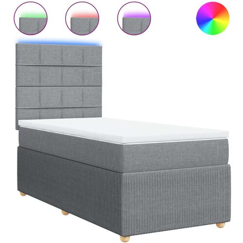 VidaXL Krevet s oprugama i madracem svjetlosivi 100x200 cm od tkanine Slike