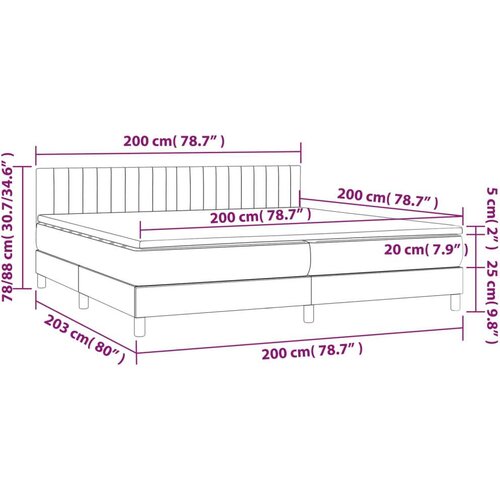  Box spring s madracem LED tamnoplavi 200x200 cm bar&amp;scaron;un Slike