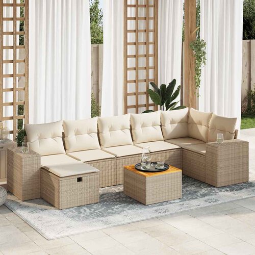 vidaXL 8-dijelni set vrtnih sofa od poliratana s jastucima bež Cijene