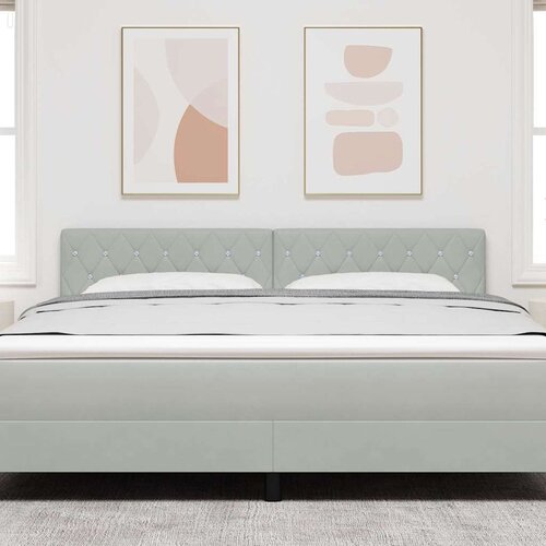  LED glava kreveta s LED trakama Svijetlo siva 180 cm Bar&amp;scaron;un Slike