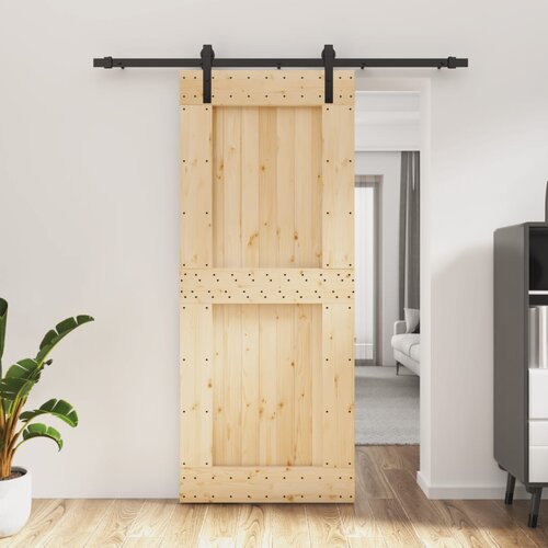 vidaXL Drsna vrata s kompletom vodil 85x210 cm trdna borovina Cene