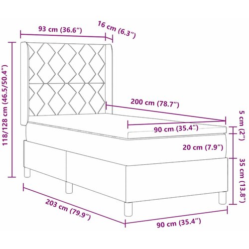  Krevet s opruga kutije Svijetlo siva 200 x 90 cm tkanina Slike