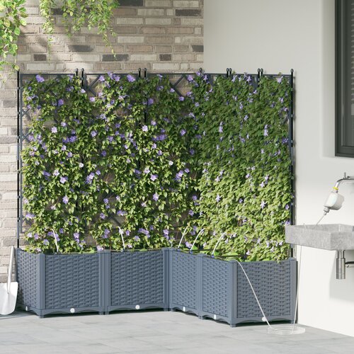 vidaXL Vrtni sadilnik Svetlo siva Plastika 120 x 120 x 142 cm Sadilniki Cene