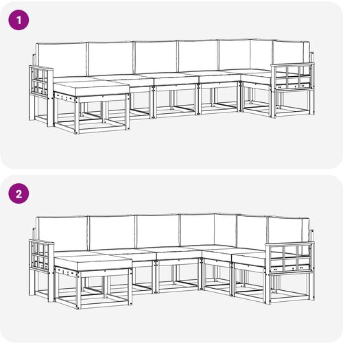  Set vanjskih sofa 7 kom. Bijela i bež Poliester Slike
