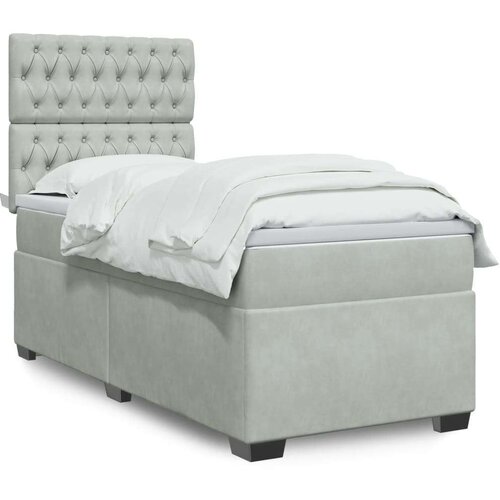 Box spring krevet s madracem svjetlosivi 90x190 cm baršunasti Cijene