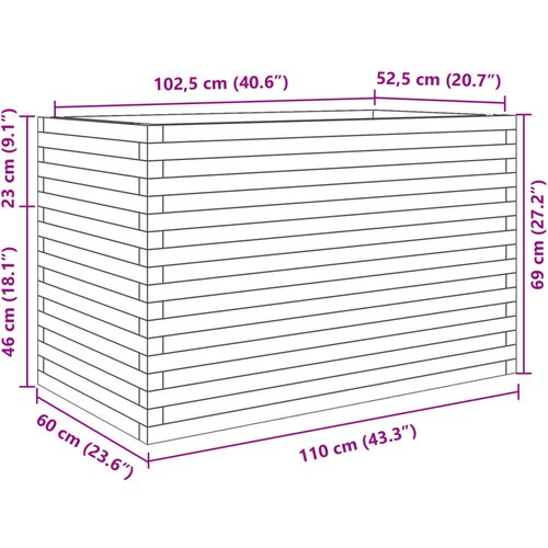  Vrtna sadilica vo&amp;scaron;tano smeđe boje 110x60x68,5 cm od borovine Slike