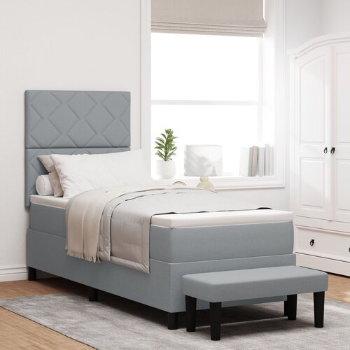 VidaXL Box Spring Krevet s madracem i klupom svijetlo siva 80x200 cm tkanina Slike