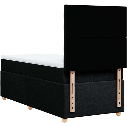 VidaXL Box spring krevet s madracem crni 90x190 cm od tkanine Slike