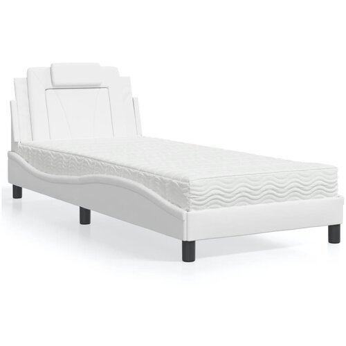  The Living Store Postelja z vzmetnico bela 80x200 cm umetno usnje - Postelja, (21497630) Slike
