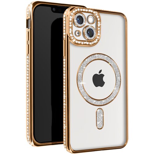 AVIZAR Diamantno ohišje za iPhone 14 Zaščita MagSafe Contour Strass, Zlata, (5000013137) Cene