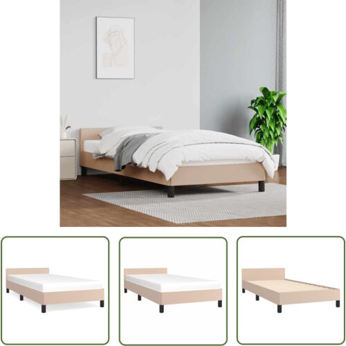 The Living Store Posteljni okvir z vzglavjem brez vzmetnice kapučino 90x200 cm - Posteljni Okvir Z Vzglavjem, (21737278) Slike