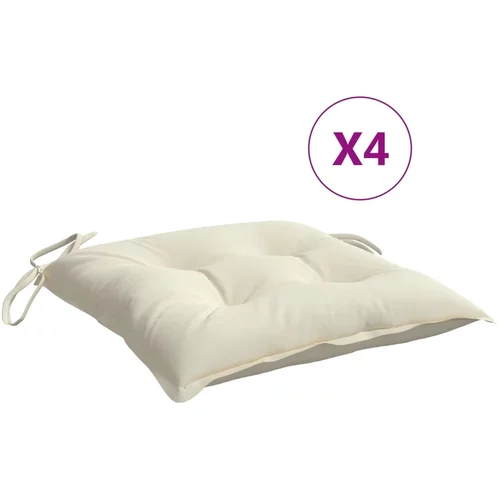 vidaXL jastuci za stolice 4 kom krem bijeli 40 x 40 x 7 cm od tkanine